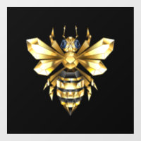 Faux Gold Foil Logo Bee Polygonal on Black