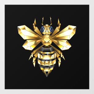 Faux Gold Foil Logo Bee Polygonal on Black Wall Decal