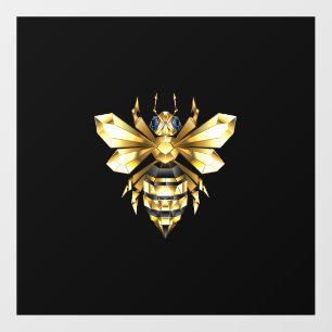 Faux Gold Foil Logo Bee Polygonal on Black Wall Decal