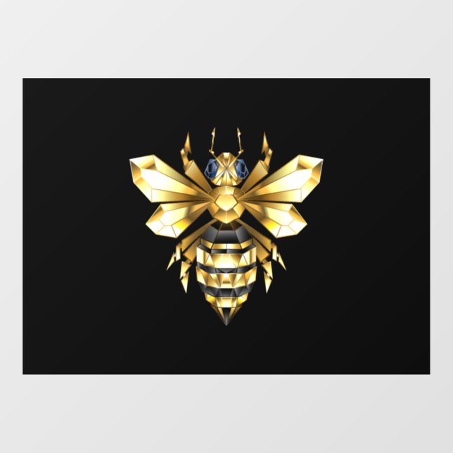 Faux Gold Foil Logo Bee Polygonal on Black Window Cling (Sheet)