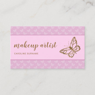 Faux Gold Foil Look Butterfly On Lavender Purple Business Card