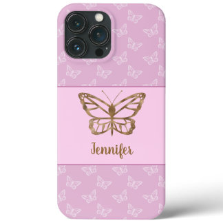 Faux Gold Foil Look Butterfly On Lavender Purple iPhone 13 Pro Max Case