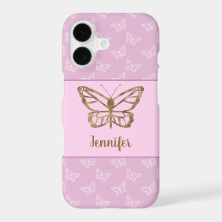 Faux Gold Foil Look Butterfly On Lavender Purple iPhone 17 Case