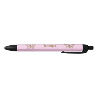 Faux Gold Foil Look Butterfly On Lavender Purple Pen
