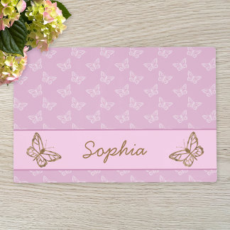 Faux Gold Foil Look Butterfly On Lavender Purple Placemat