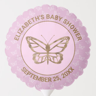 Faux Gold Foil Look Butterfly - Purple Baby Shower Balloon