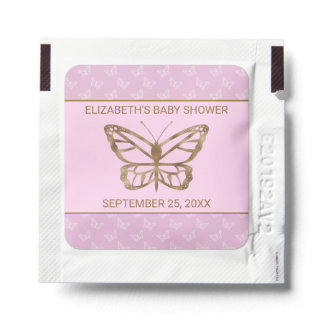 Faux Gold Foil Look Butterfly - Purple Baby Shower Hand Sanitizer Packet