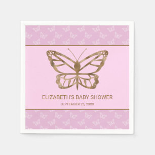 Faux Gold Foil Look Butterfly - Purple Baby Shower Napkins