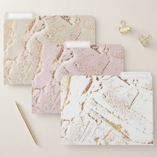 Faux gold foil look pink tan marble paint plaster file folder