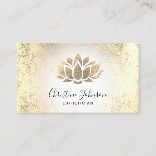 faux gold foil lotus  beauty professional business card