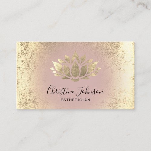 faux gold foil lotus beauty professional business card