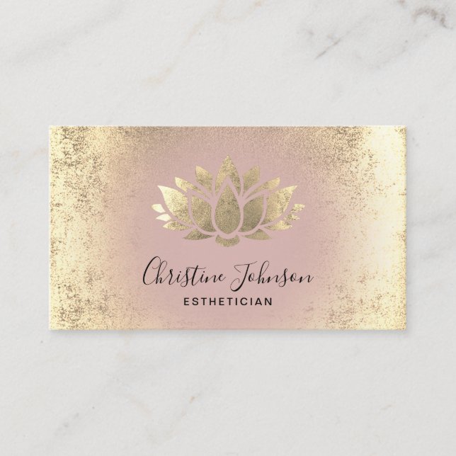 faux gold foil lotus beauty professional business card (Front)