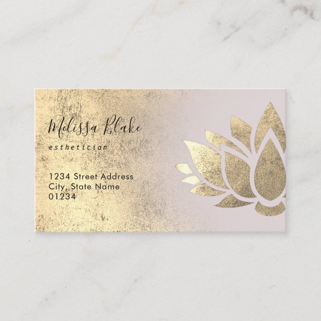 faux gold foil lotus  business card (Front)