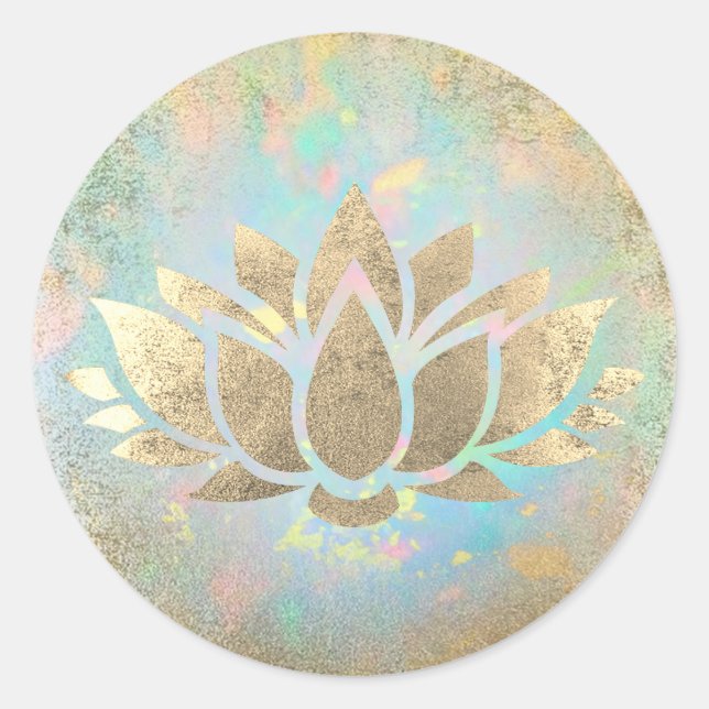 faux gold foil lotus classic round sticker (Front)