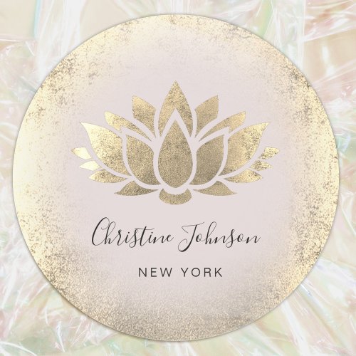 faux gold foil lotus design classic round sticker