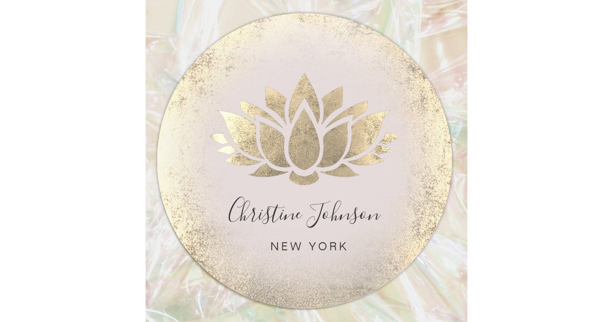 faux gold foil lotus design classic round sticker | Zazzle