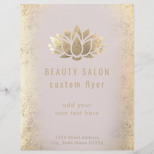 FAUX gold foil lotus flower beauty salon Flyer