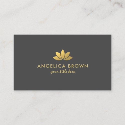 Faux Gold Foil Lotus Flower Business Card