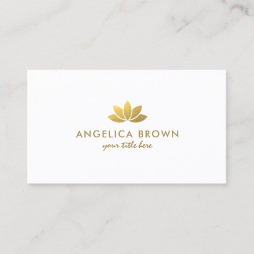 Faux Gold Foil Lotus Flower Business Card