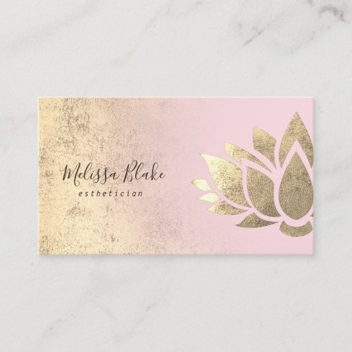 faux gold foil lotus flower logo  business card