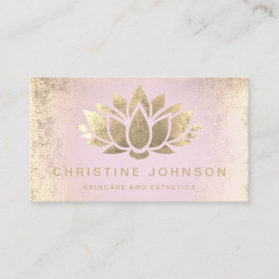 faux gold foil lotus flower on pink gradient business card