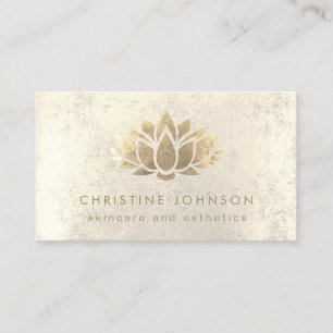 faux gold foil lotus flower skincare and esthetics business card