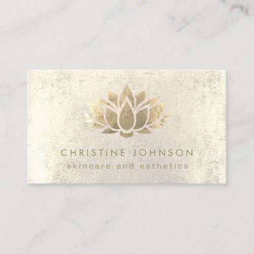 faux gold foil lotus flower skincare and esthetics business card