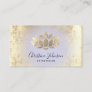 faux gold foil lotus lilac background business card