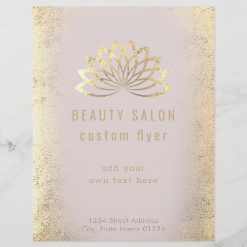 FAUX gold foil lotus logo beauty salon Flyer