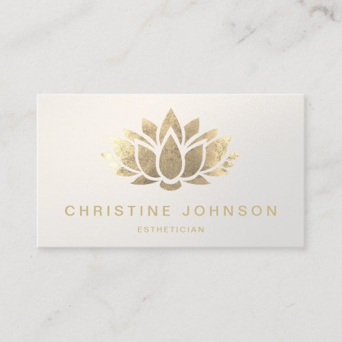 faux gold foil lotus logo business card