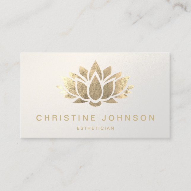 faux gold foil lotus logo business card (Front)