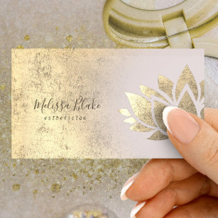 faux gold foil lotus logo business card