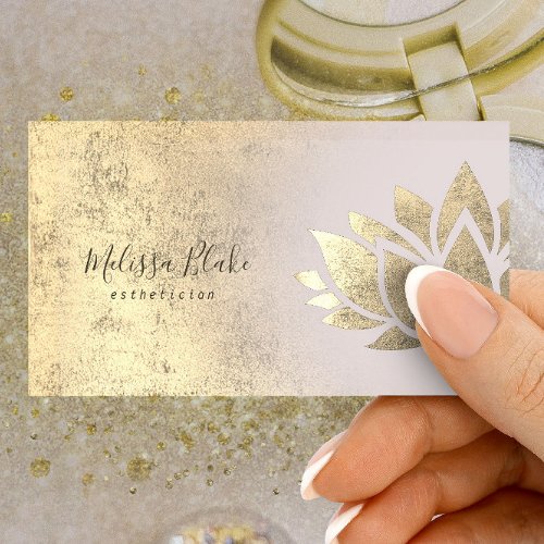 faux gold foil lotus logo business card