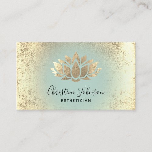 faux gold foil lotus logo design business card