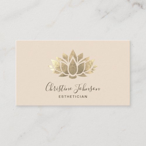 faux gold foil lotus logo on ivory business card