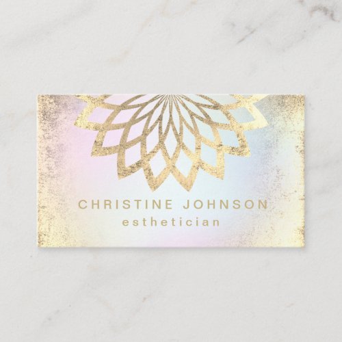 FAUX gold foil lotus logo on pastel colors Business Card