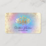 faux gold foil lotus logo on pastel colors business card