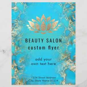 FAUX gold foil lotus logo on turquoise stone Flyer