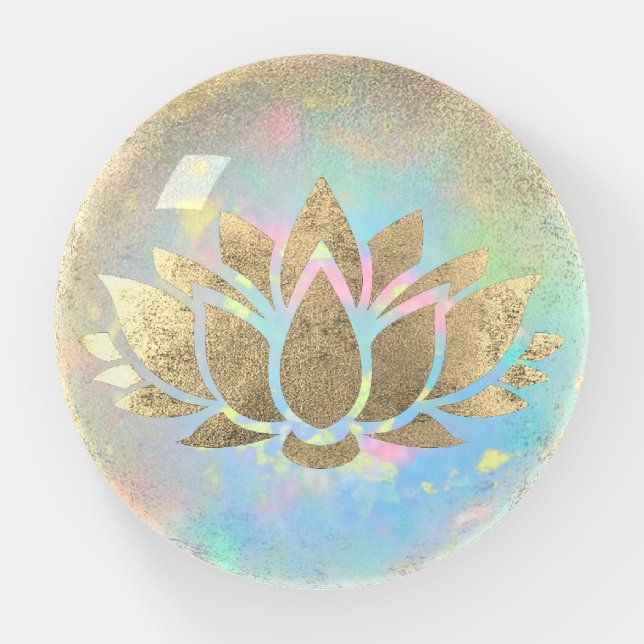 faux gold foil lotus logo paperweight (Front)