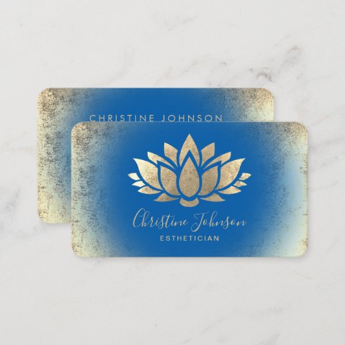 faux gold foil lotus on blue gradient business card