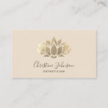 faux gold foil lotus on ivory business card