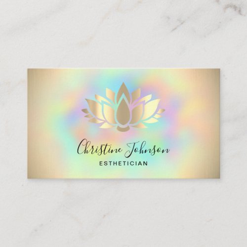 faux gold foil lotus on pastel colors business card