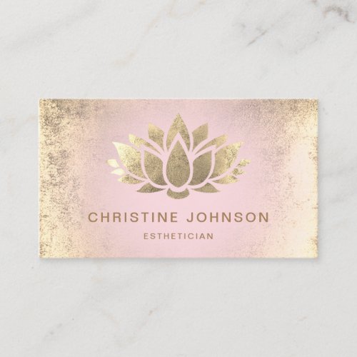 faux gold foil lotus on pink gradient business card