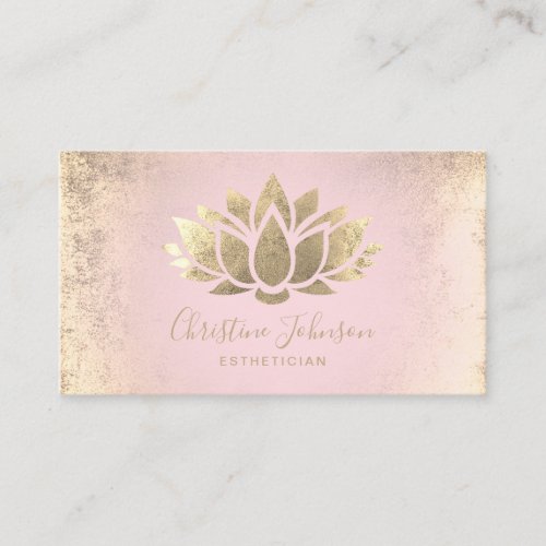 faux gold foil lotus on pink gradient business card