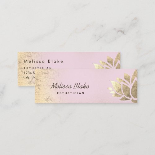 faux gold foil lotus on pink gradient mini business card