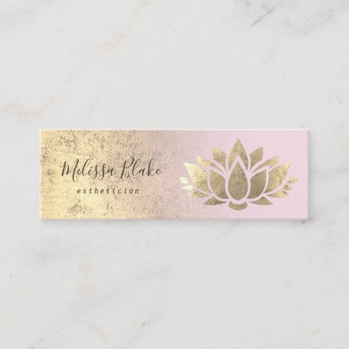 faux gold foil lotus on pink gradient mini business card