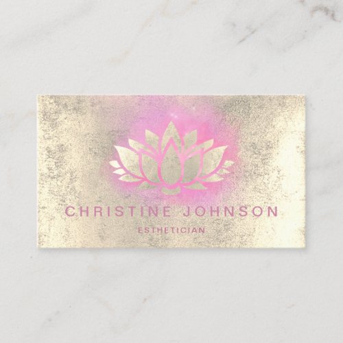 faux gold foil lotus on purple turquoise business card