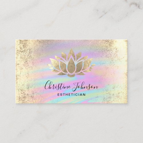 faux gold foil lotus pastel colors business card