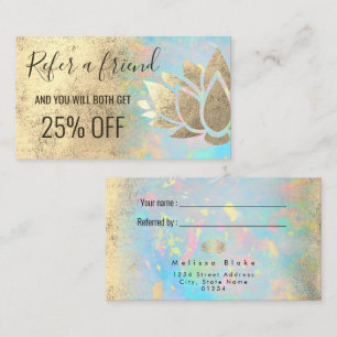 faux gold foil lotus referral card