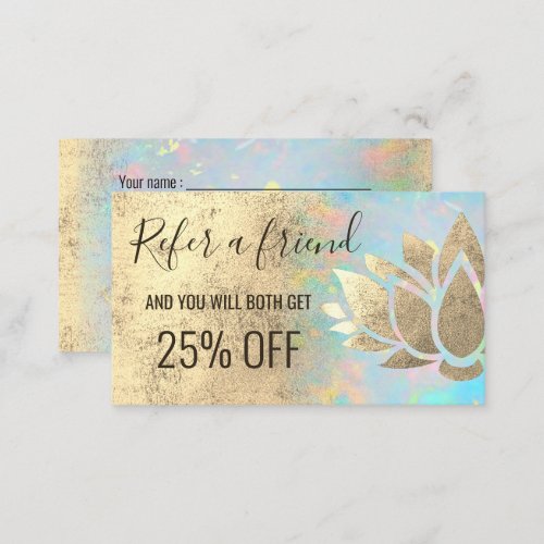 faux gold foil lotus referral card 